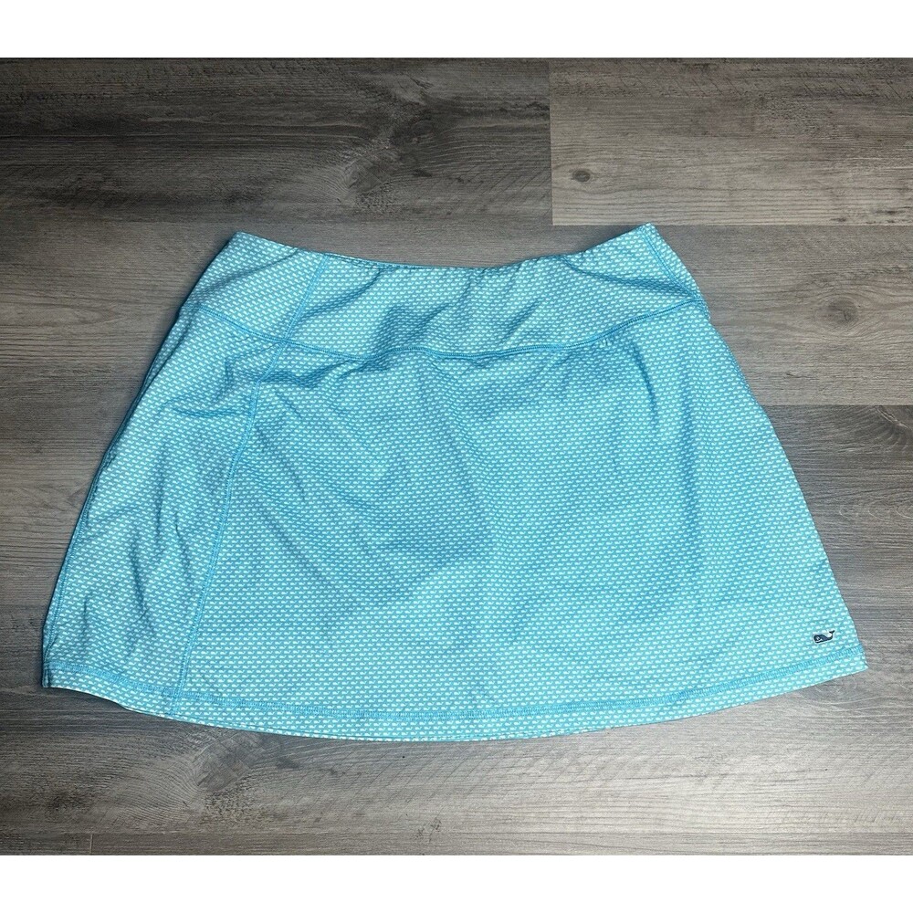 Vineyard Vines Athletic Skort Large L Blue Aqua Geometric Whale Tail Golf Skirt